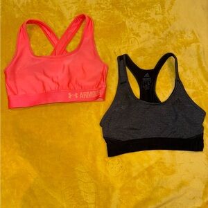 Under Armour Pink Sports Bra and Adidas Gray Sports Bra